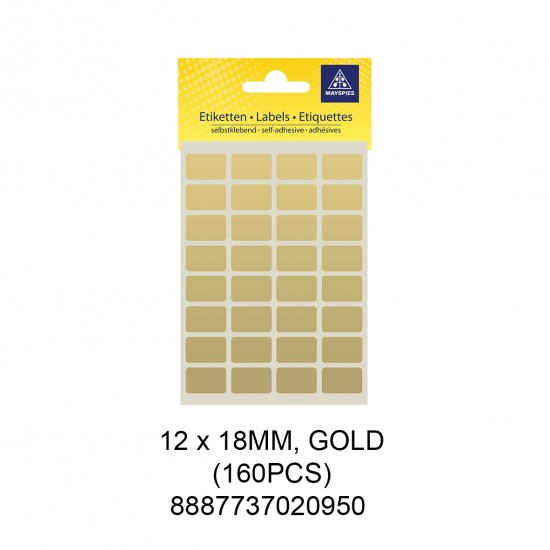 MAYSPIES MS-12X18MM COLOUR LABEL / 5 SHEETS/PKT / 160PCS / 12X18MM GOLD